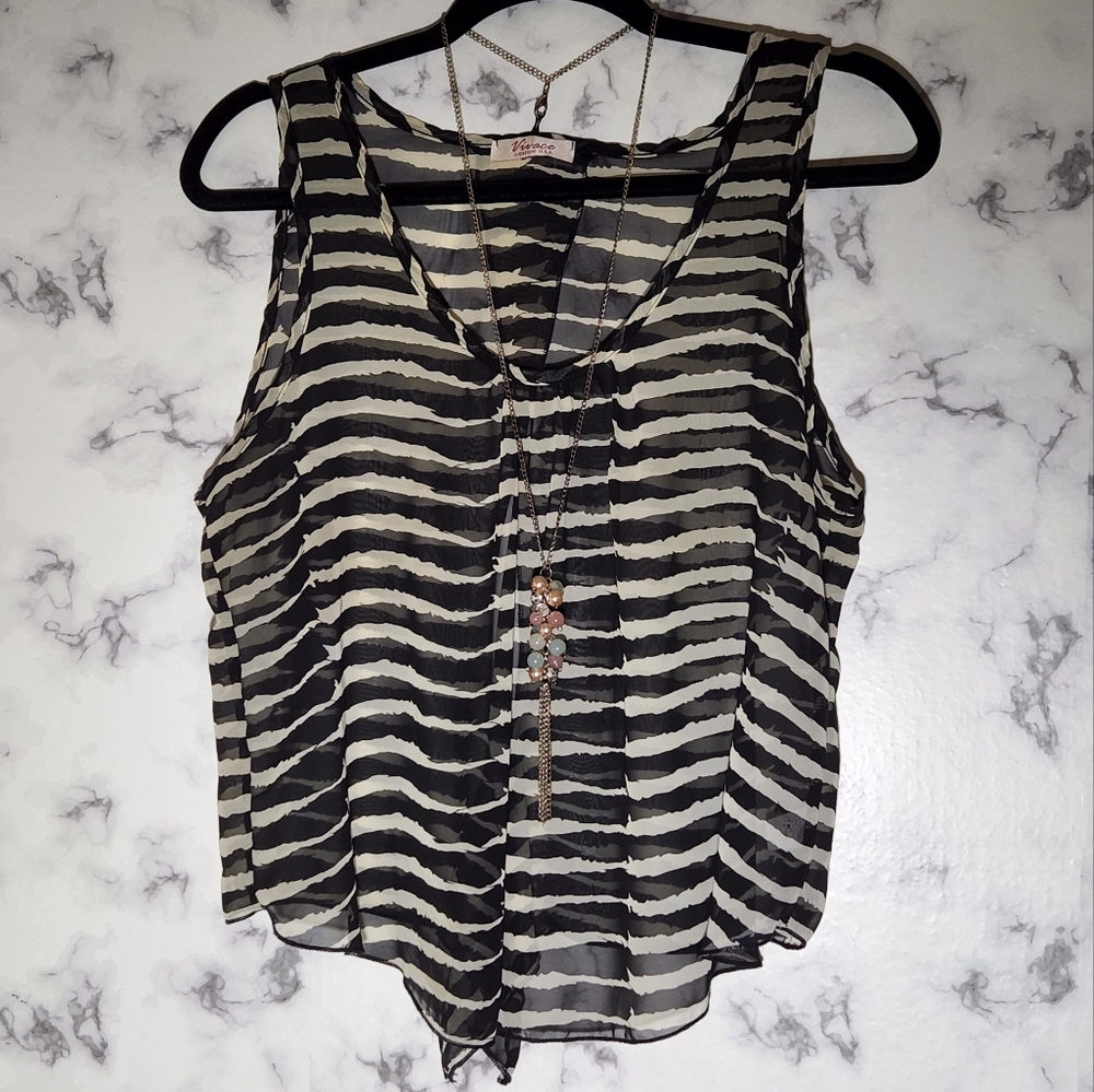 Vivace Sheer Tank With Detachable Necklace size L